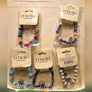 D'Bello Accessories Beaded Charm bracelet bundle includes 5 pieces NEW
